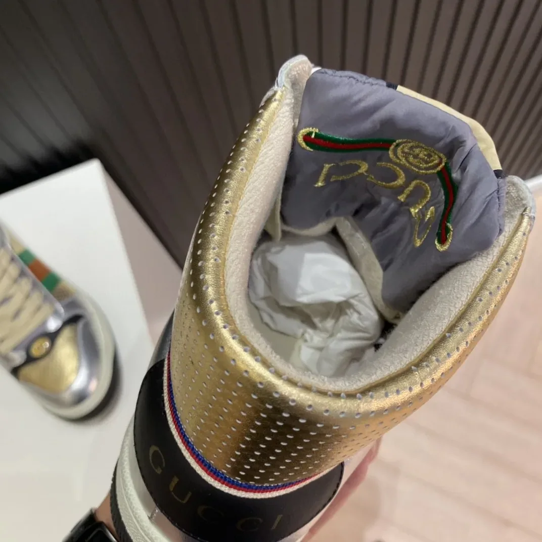 Gucci Screener High for Men in top Sneakers Silver Gold Gucci Screener High for Men in top Sneakers Silver Gold