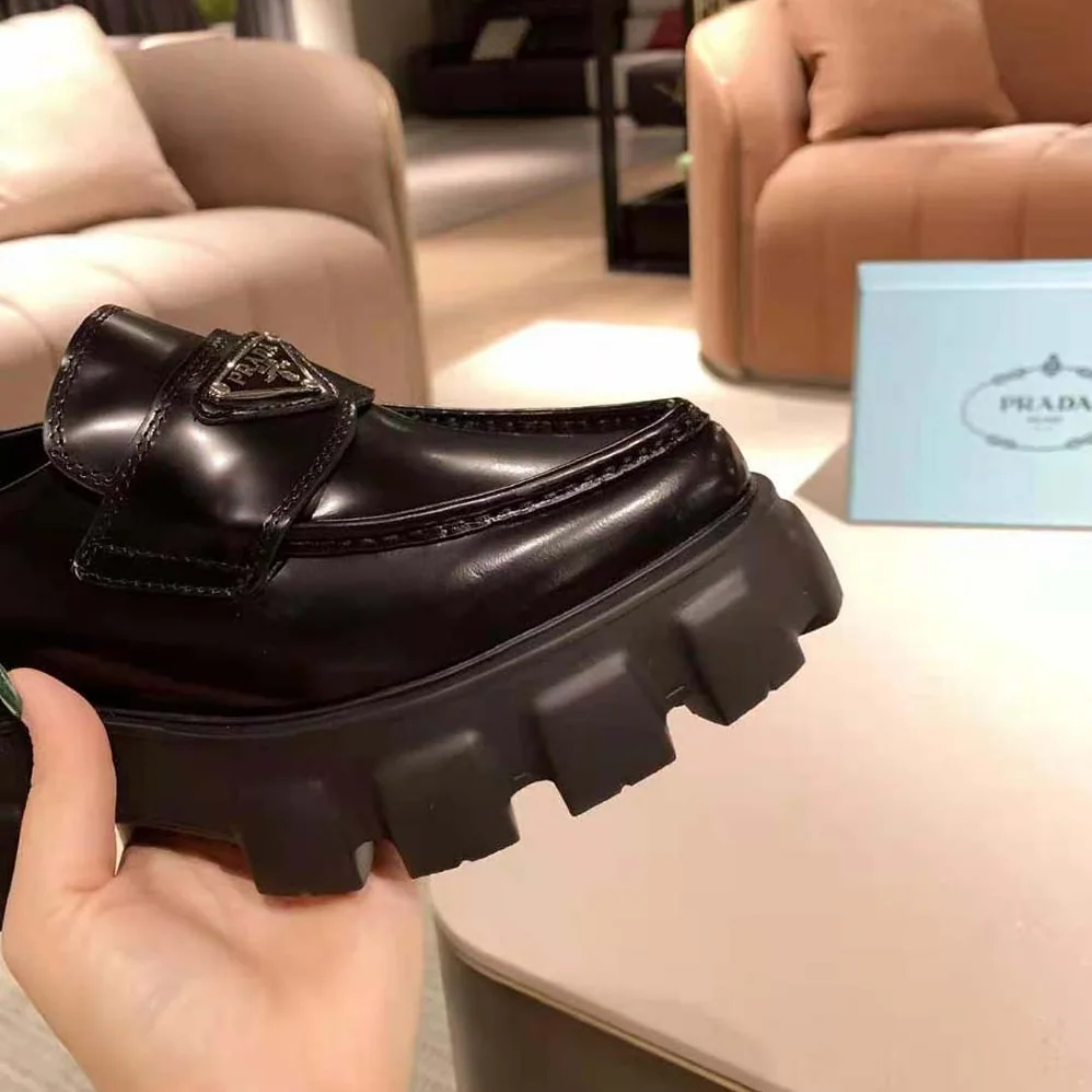 Prada Monolith Pointy Brushed Leather Loafer for Women Prada Monolith Pointy Brushed Leather Loafer for Women