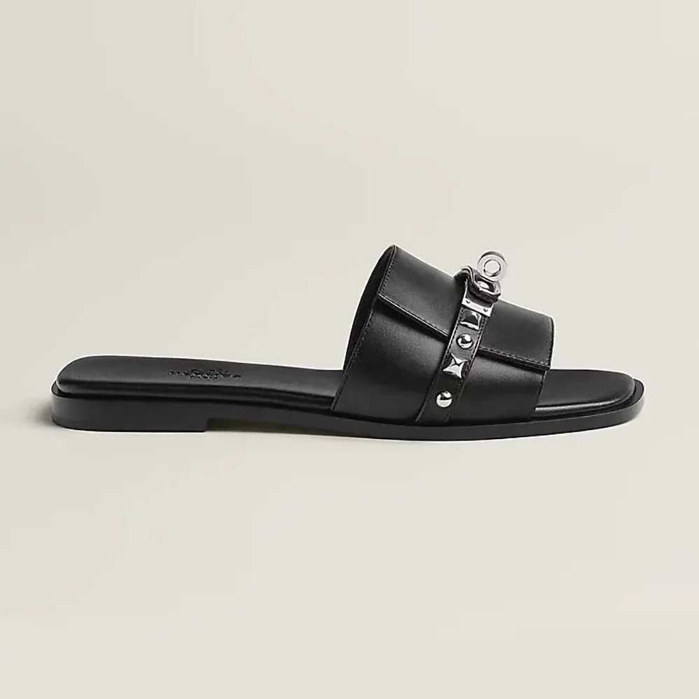Hermes Giulia Sandal for Unisex in Black
