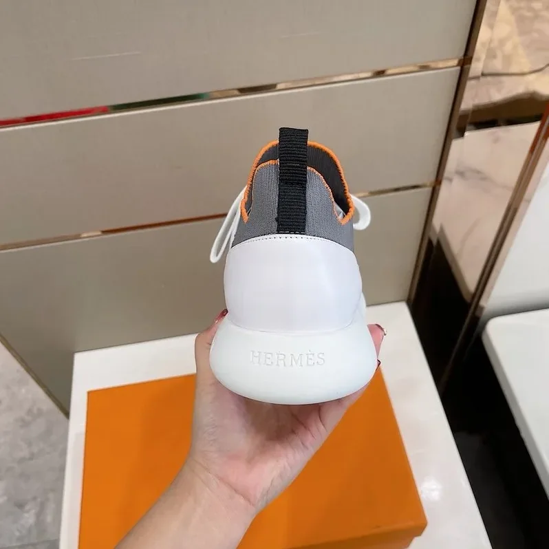 Hermes Depart Sneakers Grey in White Hermes Depart Sneakers Grey in White