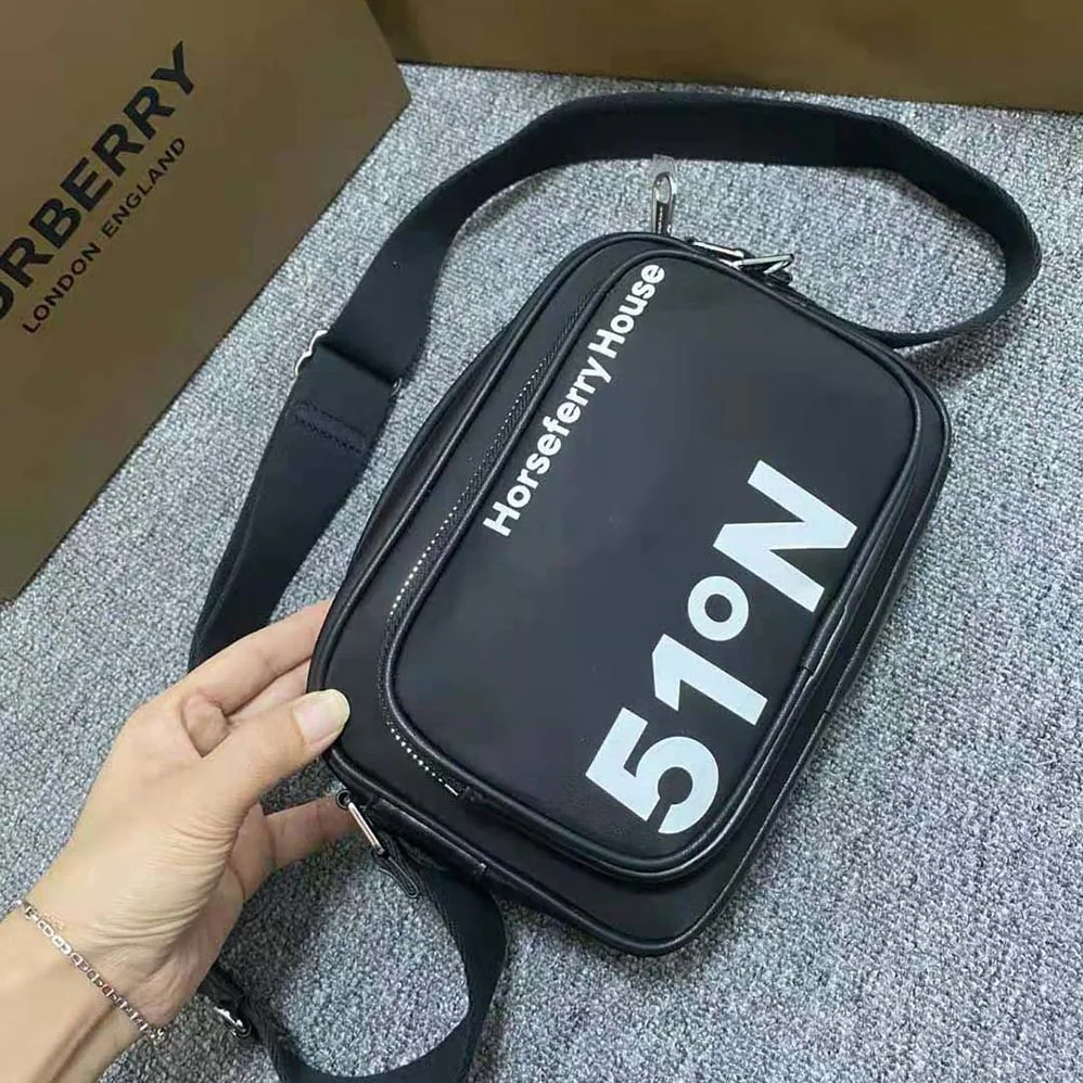 Burberry Coordinates Print Nylon Crossbody Bag for Men in Black Burberry Coordinates Print Nylon Crossbody Bag for Men in Black