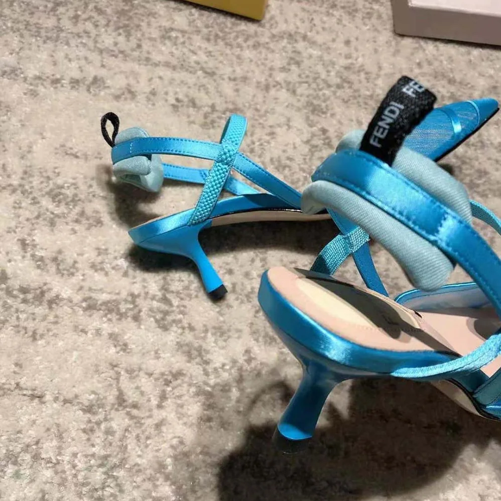 Fendi Turquoise Tulle and Satin Colibri Slingbacks in 80mm Heel for Women in Blue Fendi Turquoise Tulle and Satin Colibri Slingbacks in 80mm Heel for Women in Blue