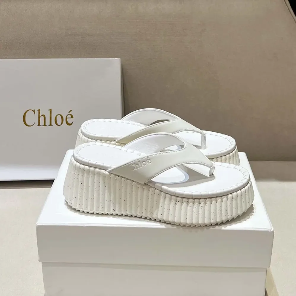 Chloe Nama Wedge Slide for Women in White