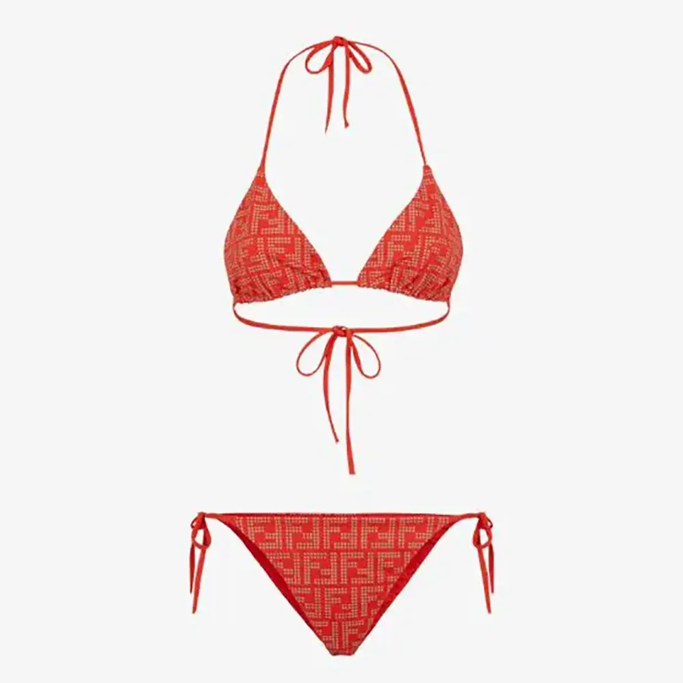 Fendi Swimsuit Orange Tech Fabric Bikini for Women