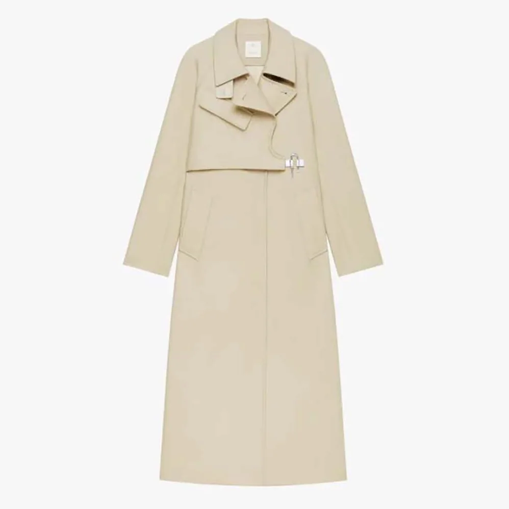Givenchy Trench Coat in Cotton Twill with U-lock Buckle for Women in Light Beige