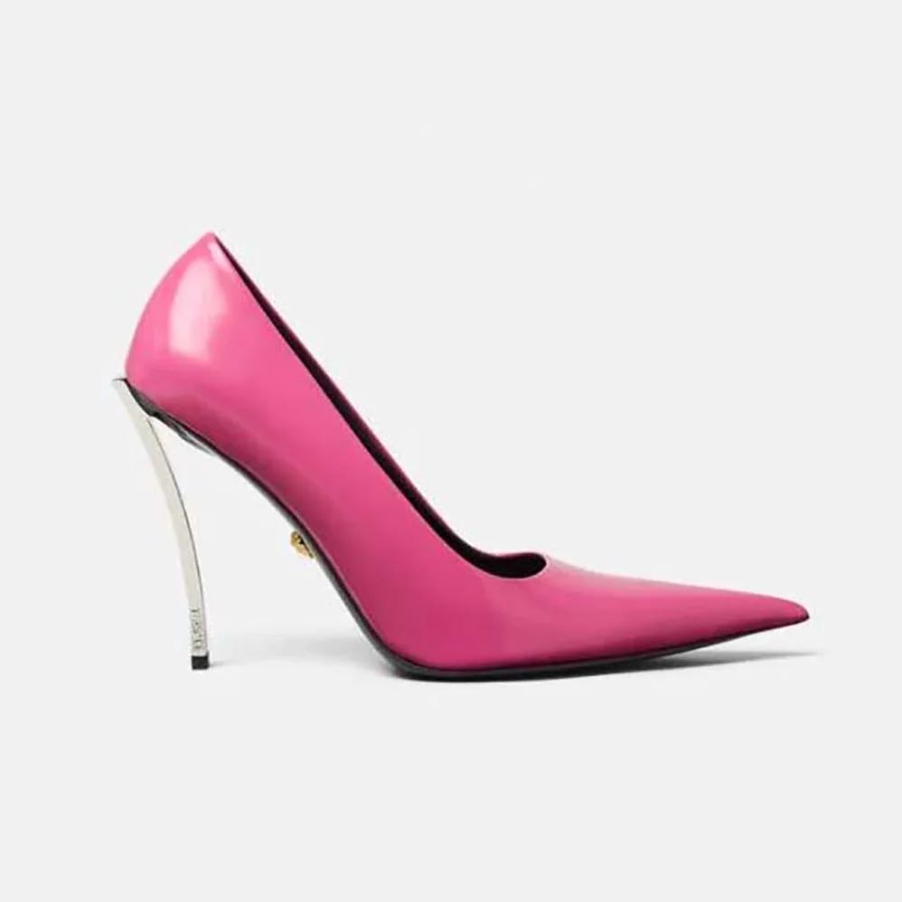 Versace Pin-Point Pumps Curved High Stiletto Heels for Women in Pink Versace Pin-Point Pumps Curved High Stiletto Heels for Women in Pink