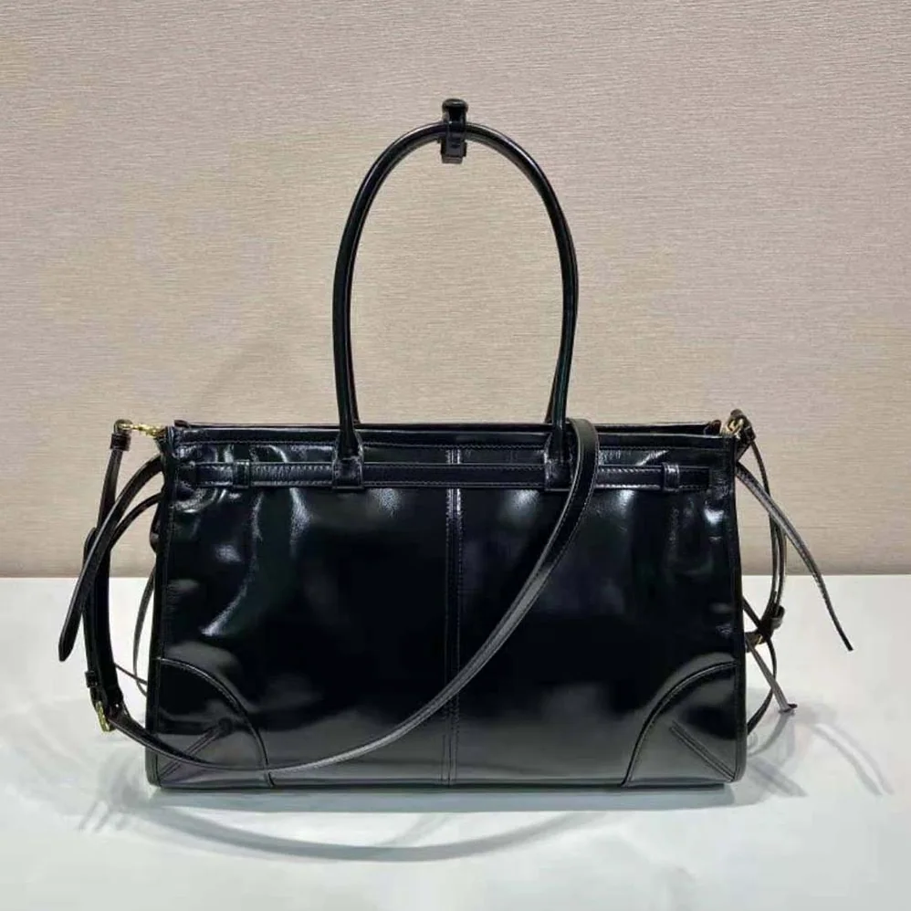 Prada Large Leather Handbag for Women in Black