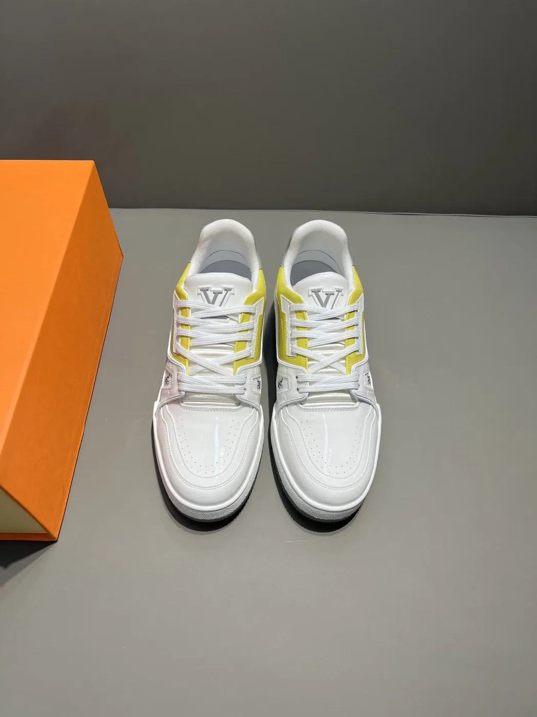 Louis Vuitton Trainer Sneaker White in Yellow Virgil Abloh Louis Vuitton Trainer Sneaker White in Yellow Virgil Abloh