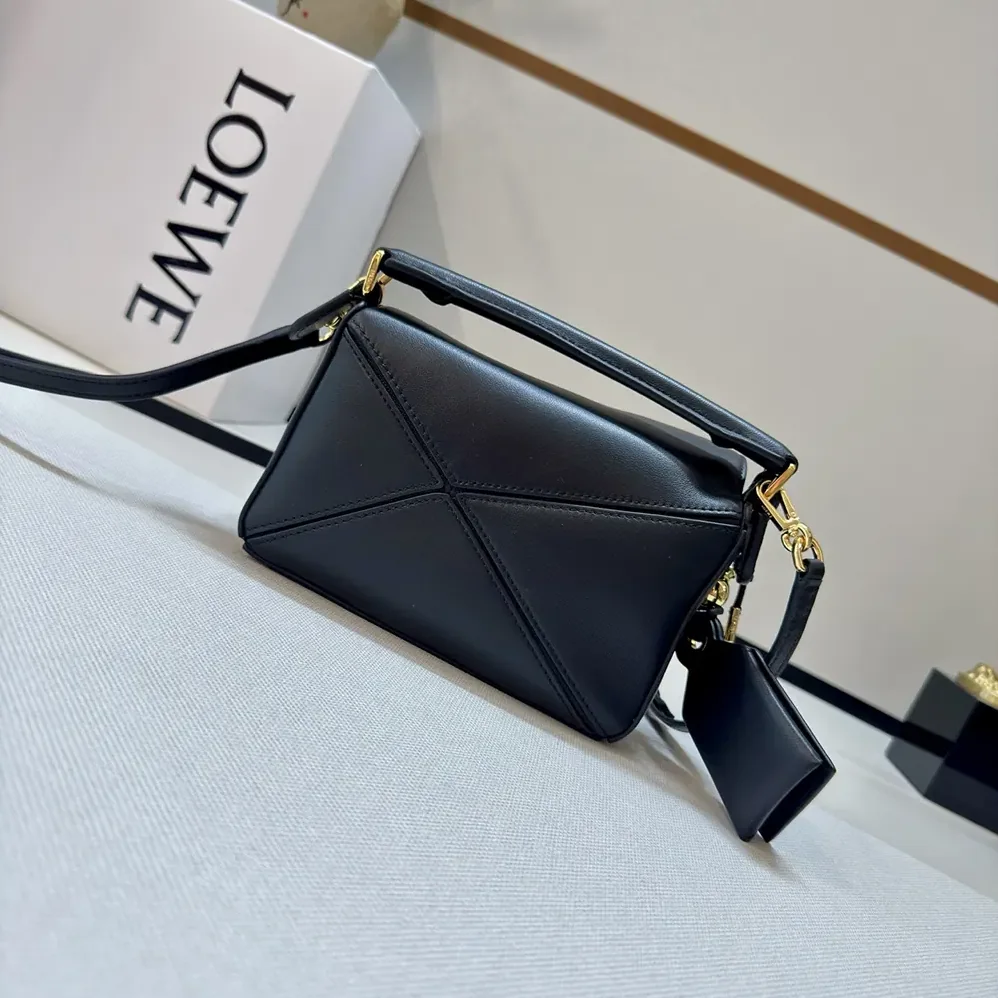 Loewe Small Featherlight Puzzle Bag in Nappa Lambskin for Unisex in Black
