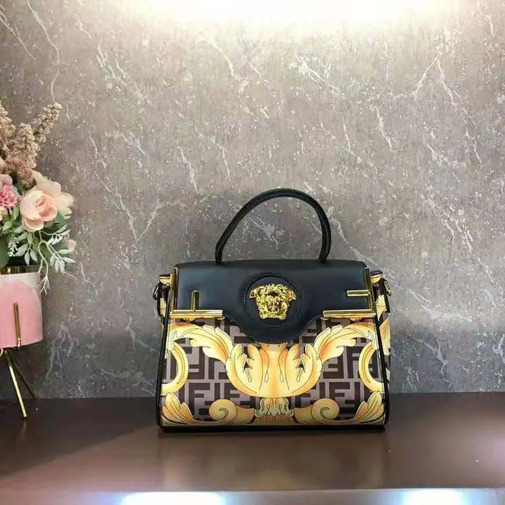 Fendi Fendace La Medusa Medium Handbag for Women in Black