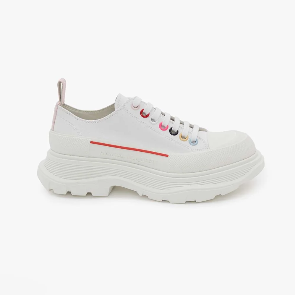 Alexander Mcqueen White Canvas Tread Slick Lace Up for Women Alexander Mcqueen White Canvas Tread Slick Lace Up for Women