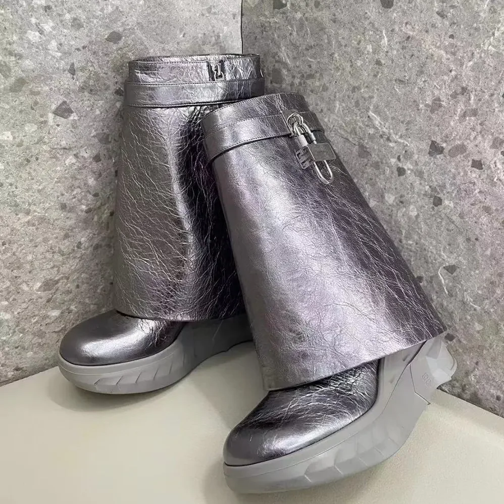 Givenchy Shark Lock Biker Ankle Boots in Laminated Leather for Women Givenchy Shark Lock Biker Ankle Boots in Laminated Leather for Women