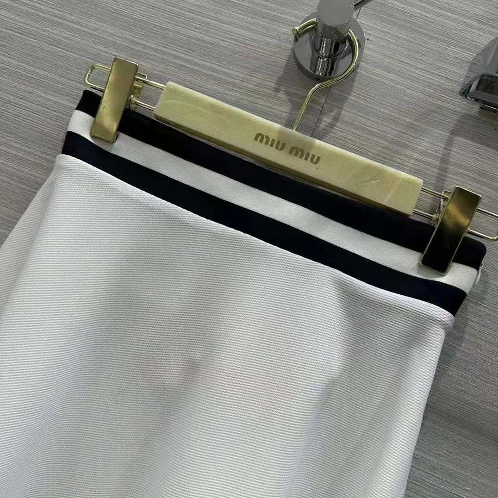 Miu Miu Piqué Skirt with Jacquard Logo for Women