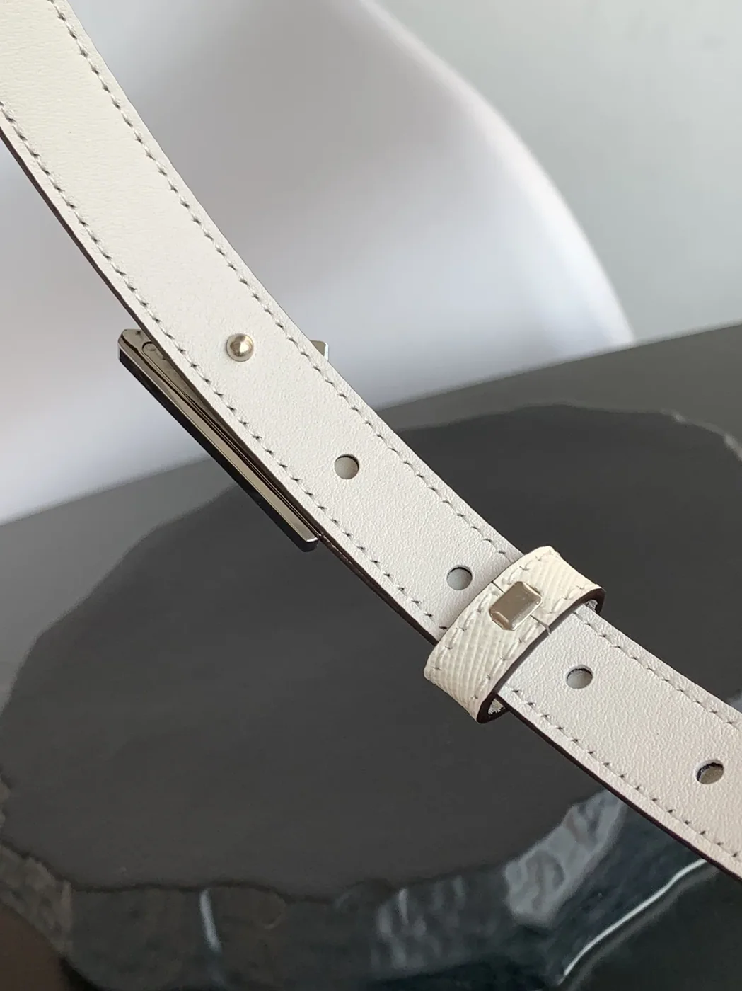 Prada Saffiano Belt White
