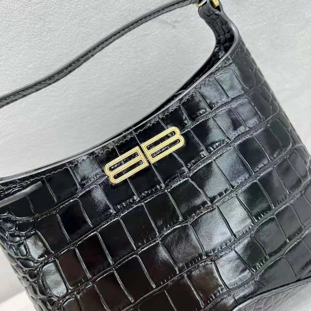 Balenciaga XX Small Hobo Bag Crocodile Embossed in Black for Women Balenciaga XX Small Hobo Bag Crocodile Embossed in Black for Women