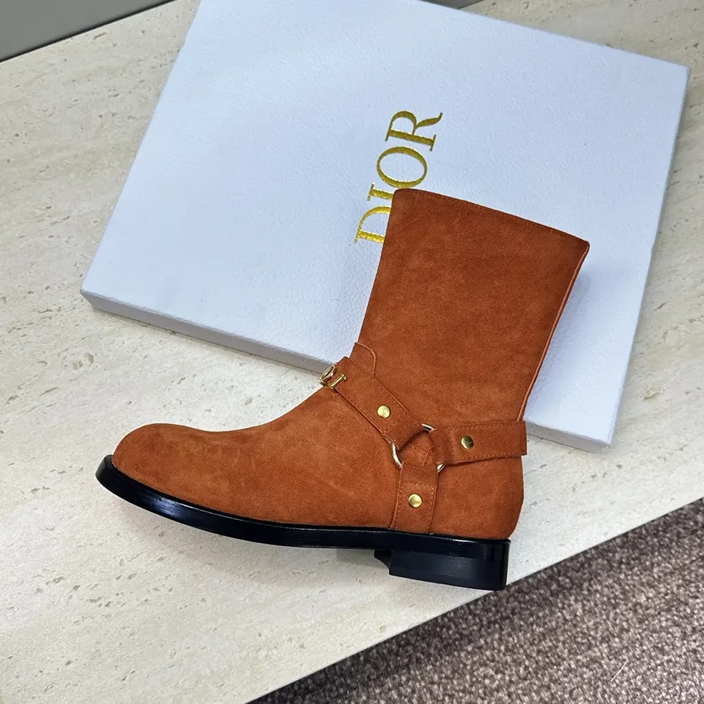Dior Bolt Ankle Boot Cognac Brown Suede Calfskin for Women Dior Bolt Ankle Boot Cognac Brown Suede Calfskin for Women
