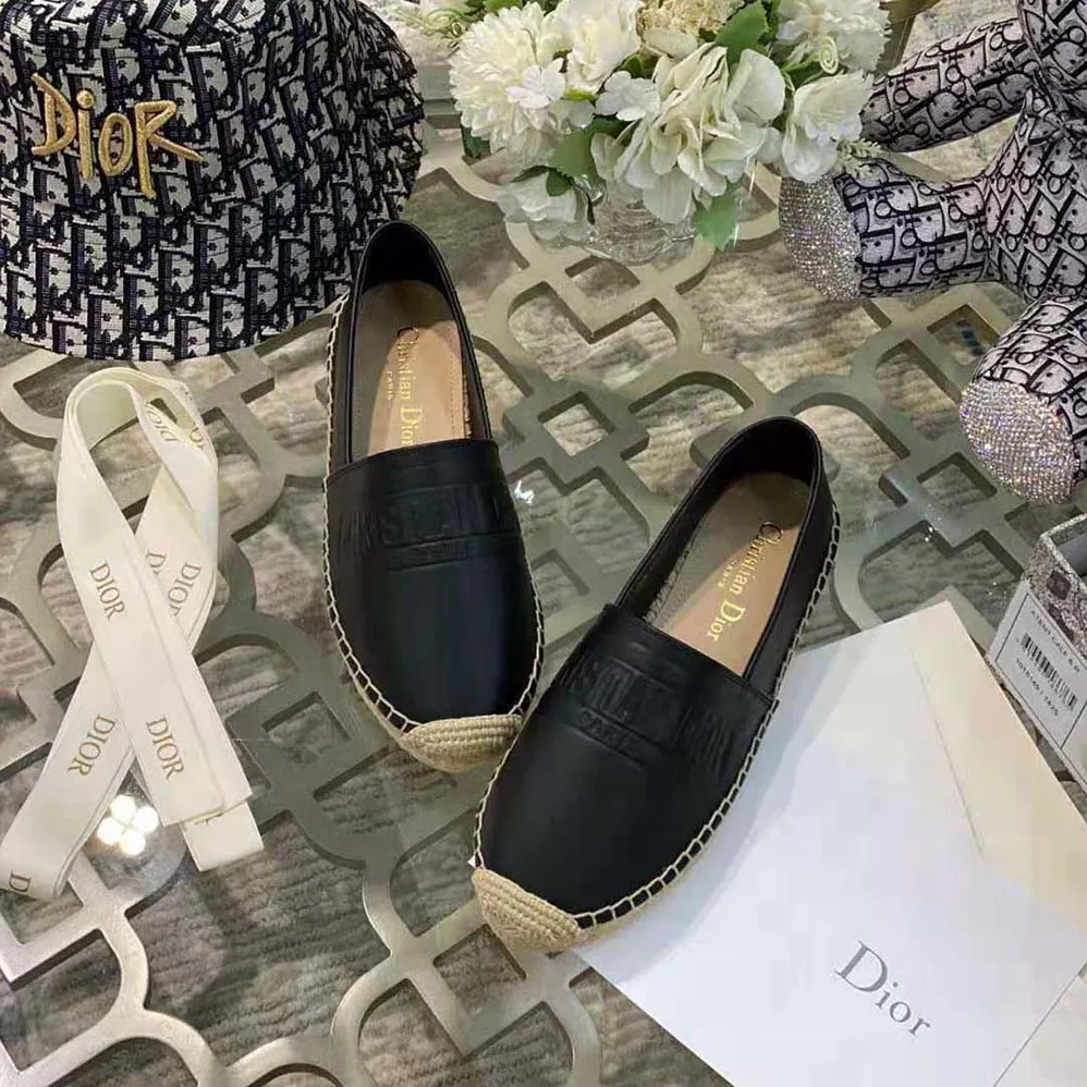 Dior Dior Granville Espadrille Black Embossed Lambskin for Women Dior Dior Granville Espadrille Black Embossed Lambskin for Women