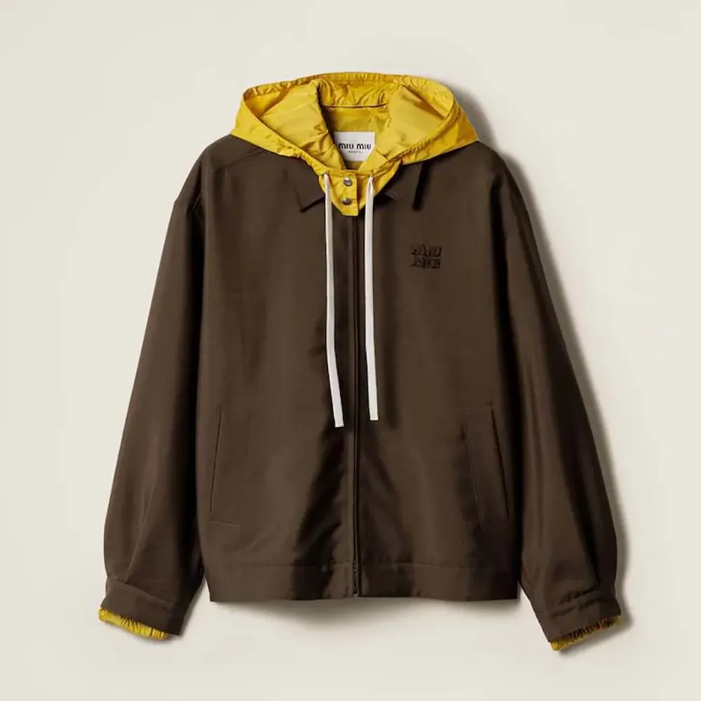 Miu Miu Kid Mohair and Technical Pongé Blouson Jacket for Women Miu Miu Kid Mohair and Technical Pongé Blouson Jacket for Women