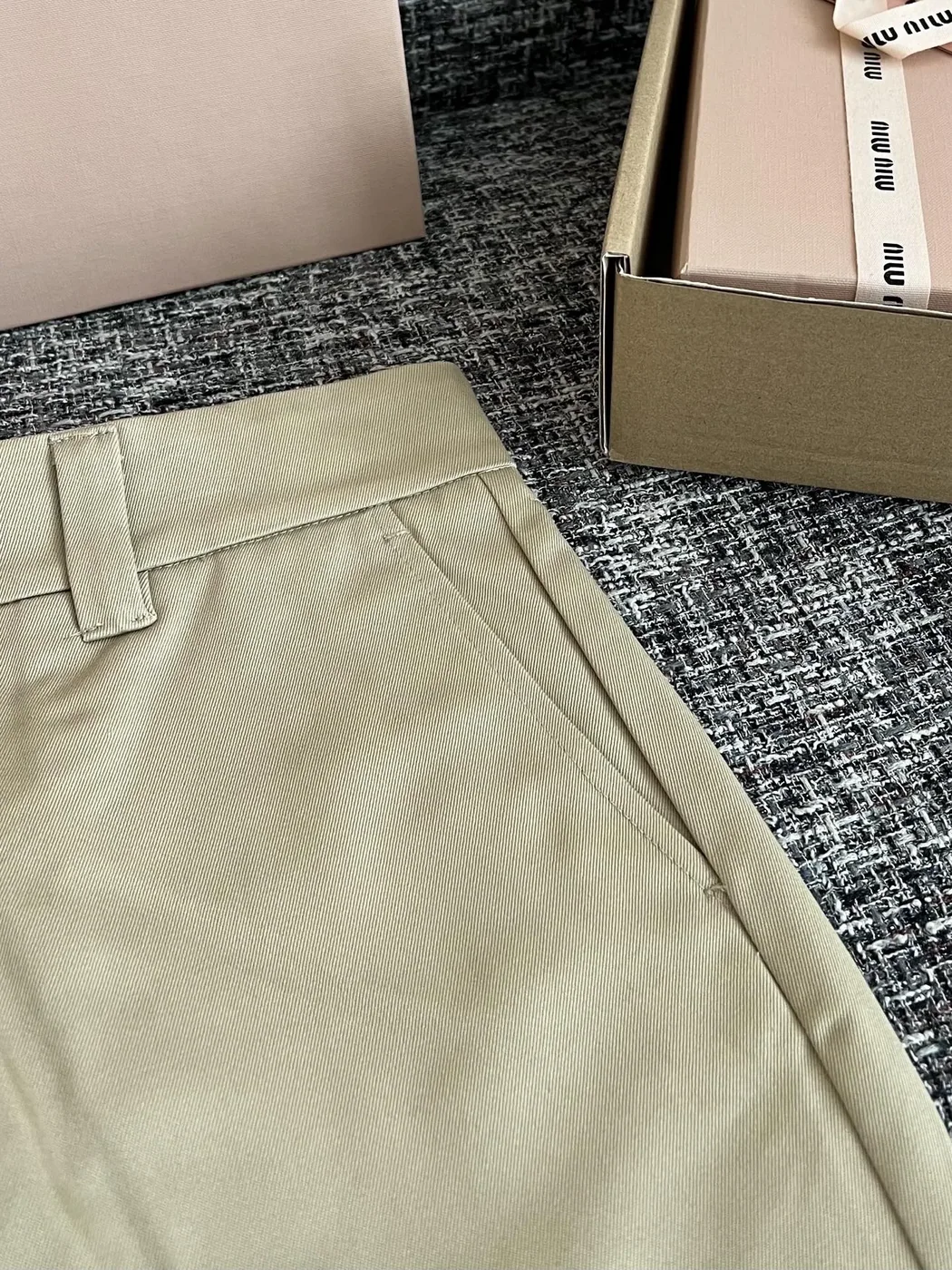 Miu Miu Chino Micro Mini Skirt Light Brown