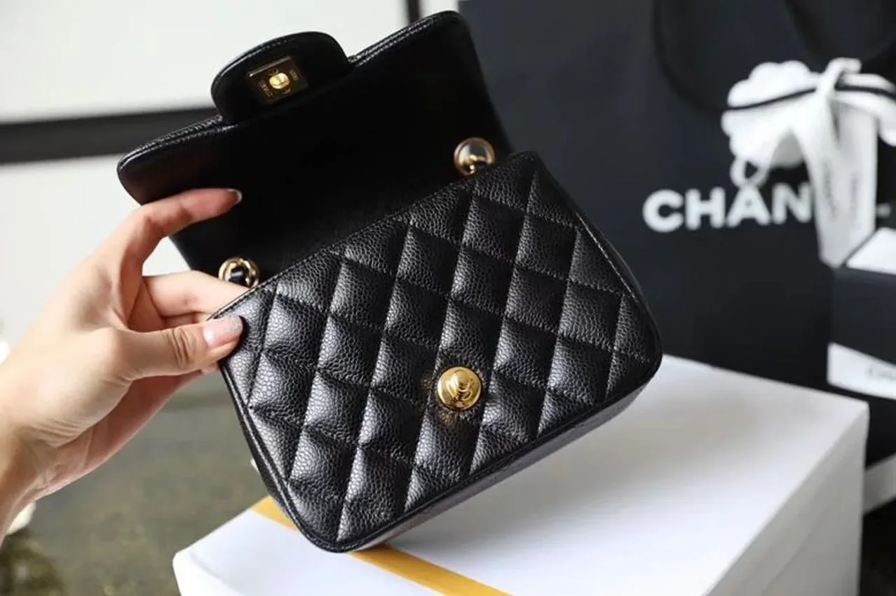 Chanel Classic Flap Bag Mini Crossbody in Black Gold Hardware