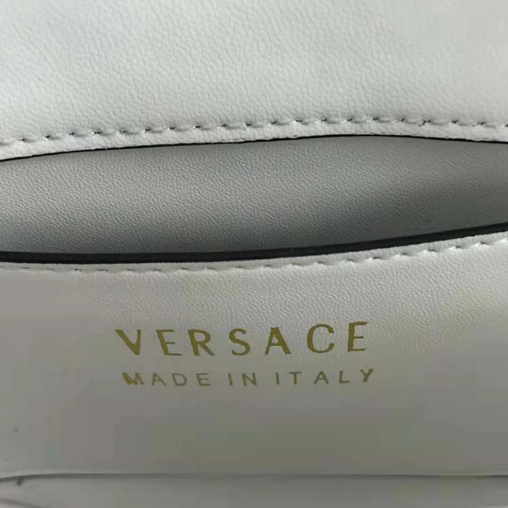 Versace Virtus Quilted Belt Bag in Calfskin Leather for Women in White
