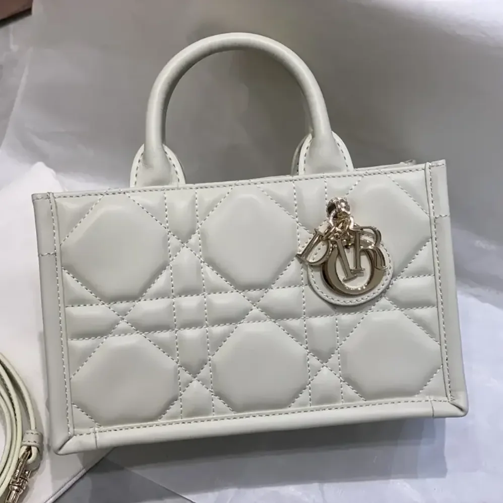 Dior Mini Dior Book Tote Latte Macrocannage Calfskin for Women