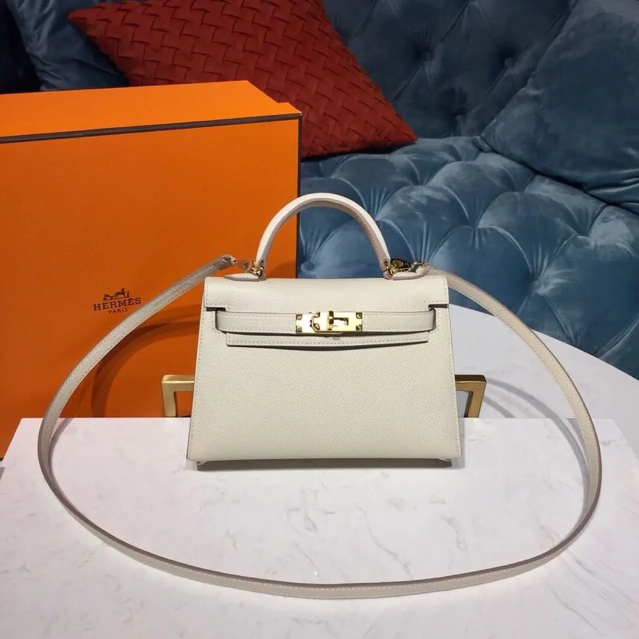 Hermes Mini Kelly Craie Gold in Toned Hardware / Hermes Mini Kelly Craie Gold in Toned Hardware /