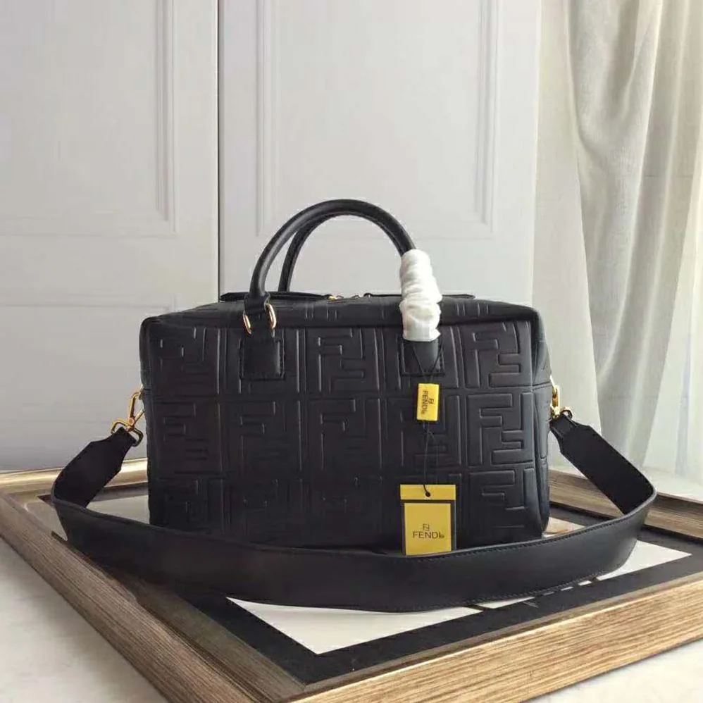 Fendi Small Boston Leather Bag in Large Size for Women in Black Fendi Small Boston Leather Bag in Large Size for Women in Black