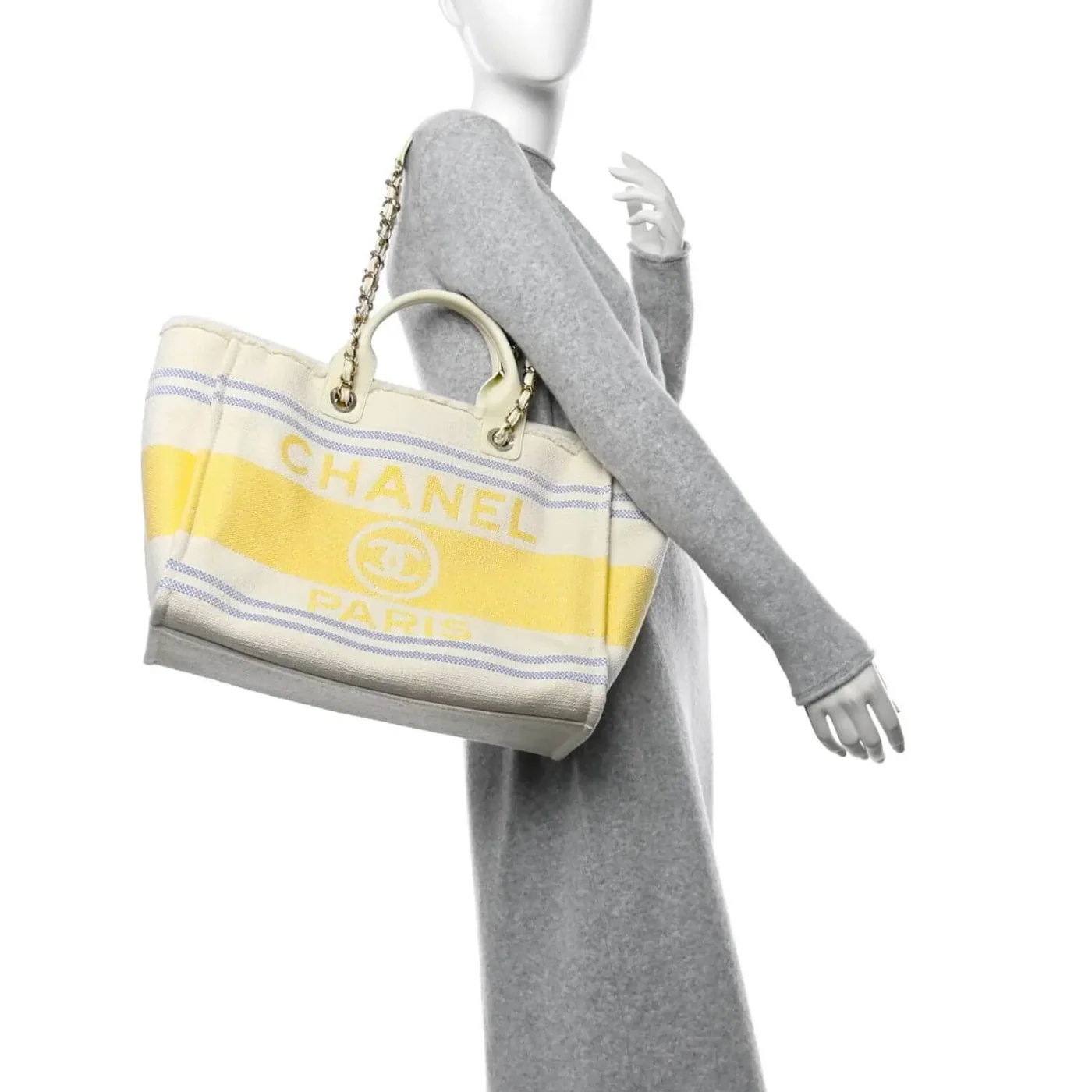 Chanel Deauville Large Tote Bag in Sand Gold Hardware
