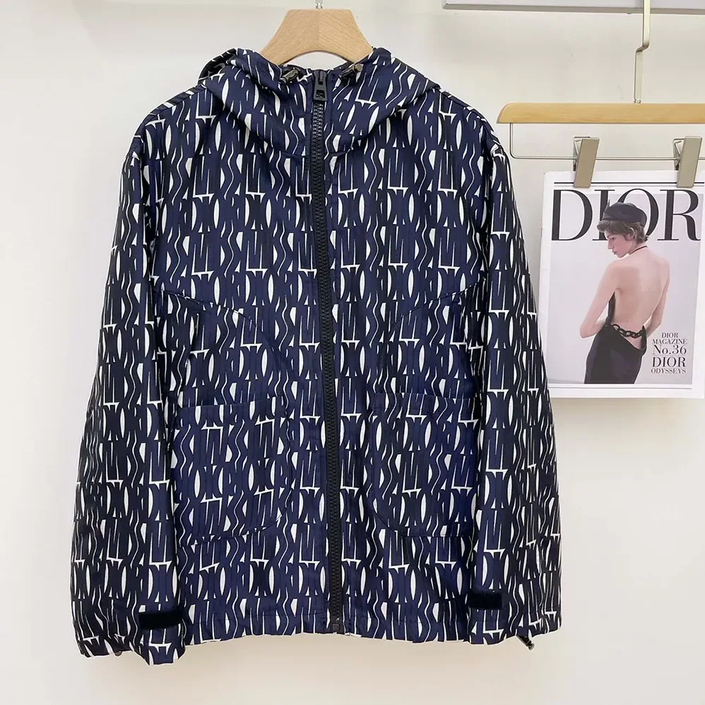 Dior Waterproof Hooded Jacket White Technical Taffeta Jacquard for Men