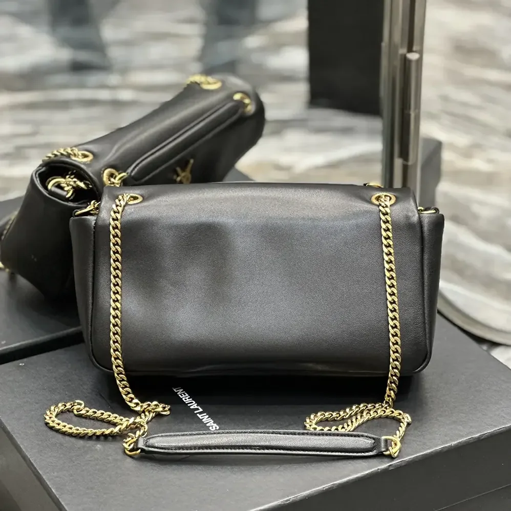 Saint Laurent YSL Calypso in Plunged Lambskin for Women in Black Saint Laurent YSL Calypso in Plunged Lambskin for Women in Black