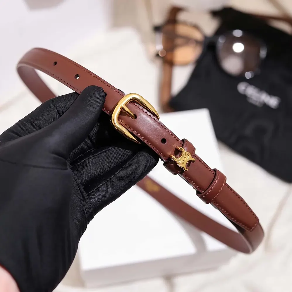 Celine Vivienne Belt 25Mm In Taurillon Leather for Women in Dark Brown