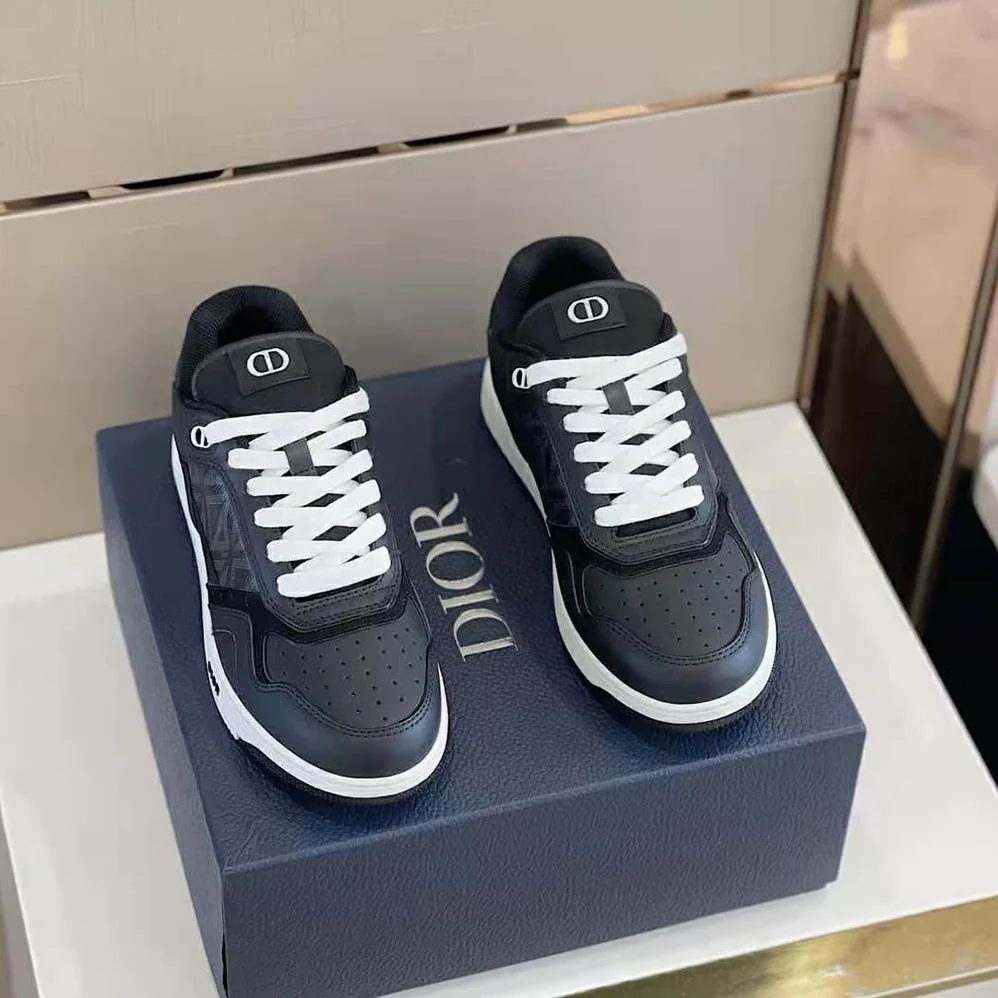 Dior B27 Low-Top Sneaker Black Smooth Calfskin and CD Diamond Canvas for Men