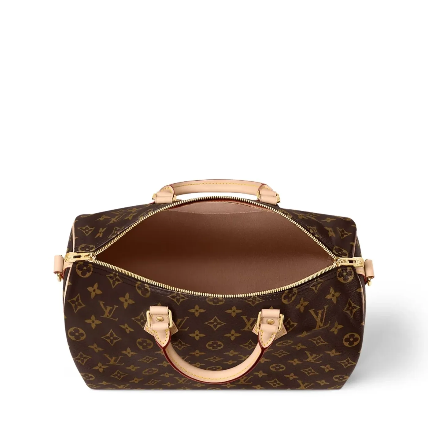 Louis Vuitton Speedy Bandouliere 35 Top Handle Bag in Brown Gold Hardware