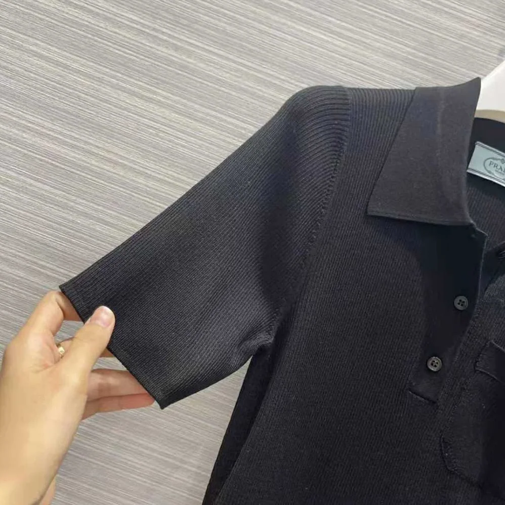 Prada Crepe DE Chine and Knit Dress for Women in Black Prada Crepe DE Chine and Knit Dress for Women in Black