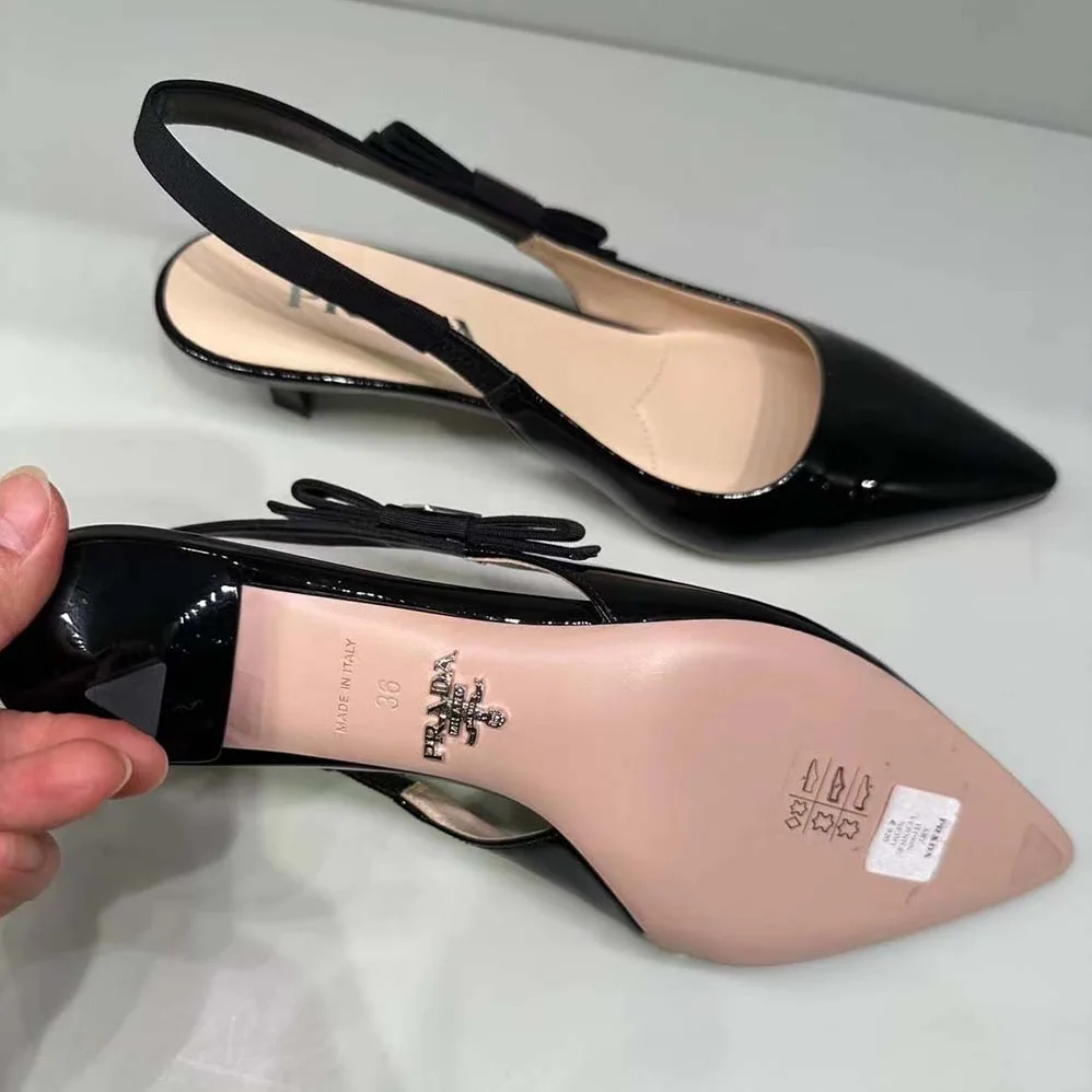 Prada Patent-Leather Slingback Pumps for Women in Black