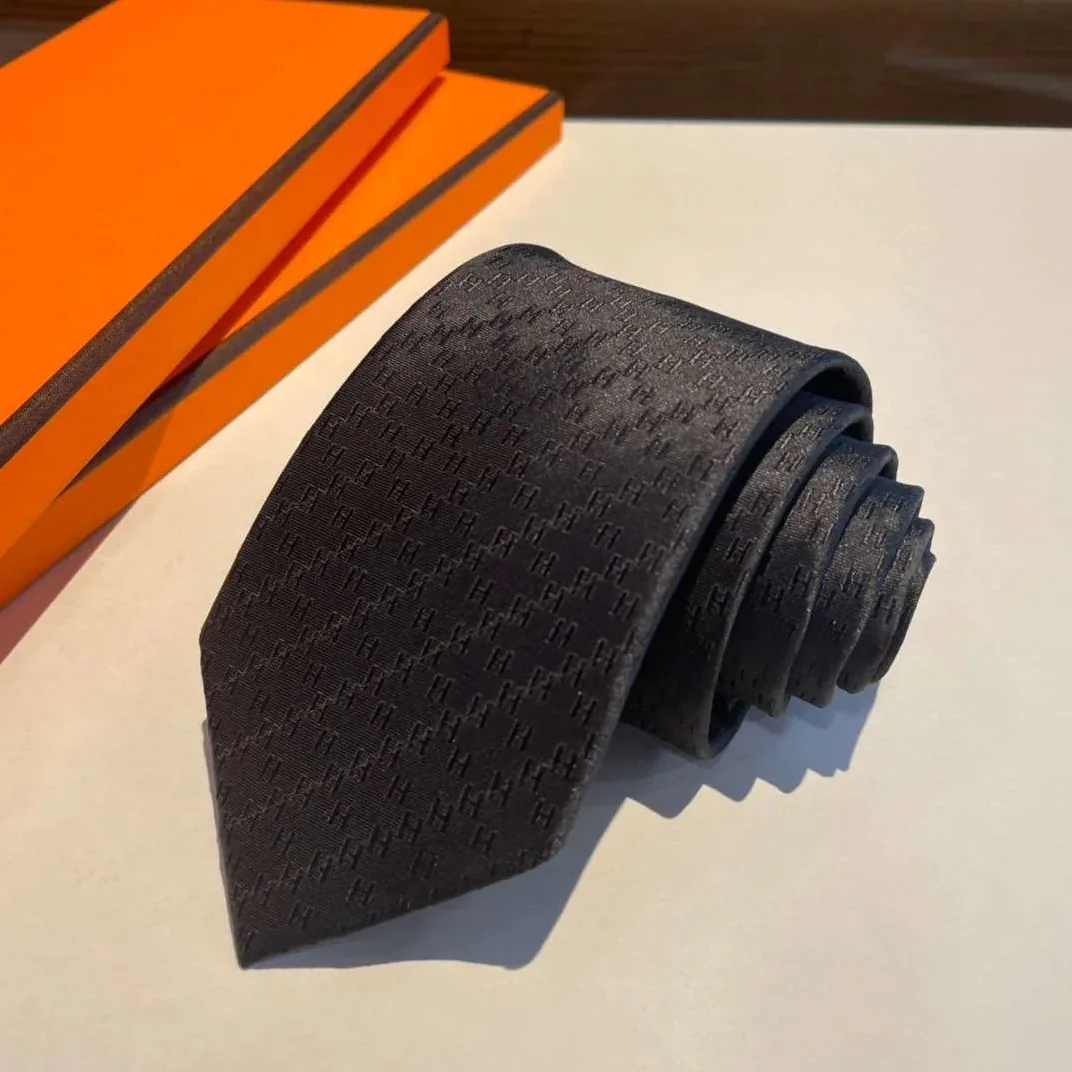 Hermes Faconnee H Tie Black Hermes Faconnee H Tie Black