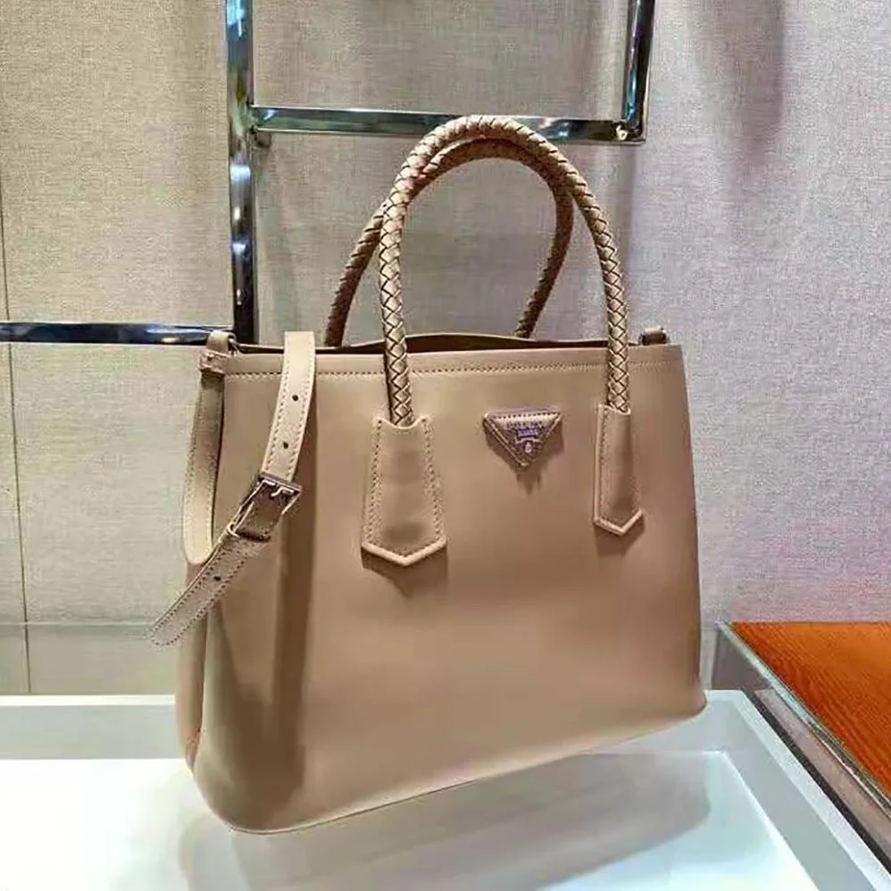 Prada Prada Double Medium Leather Handbag for Women in Sandy Prada Prada Double Medium Leather Handbag for Women in Sandy