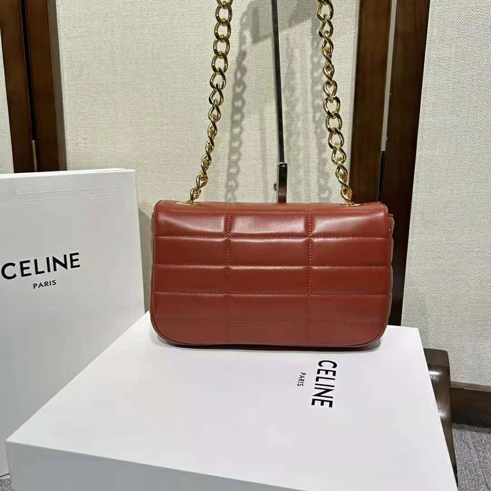 Celine Chain Shoulder Bag Matelasse Monochrome Celine in Quilted Goatskin for Women in Brown Celine Chain Shoulder Bag Matelasse Monochrome Celine in Quilted Goatskin for Women in Brown