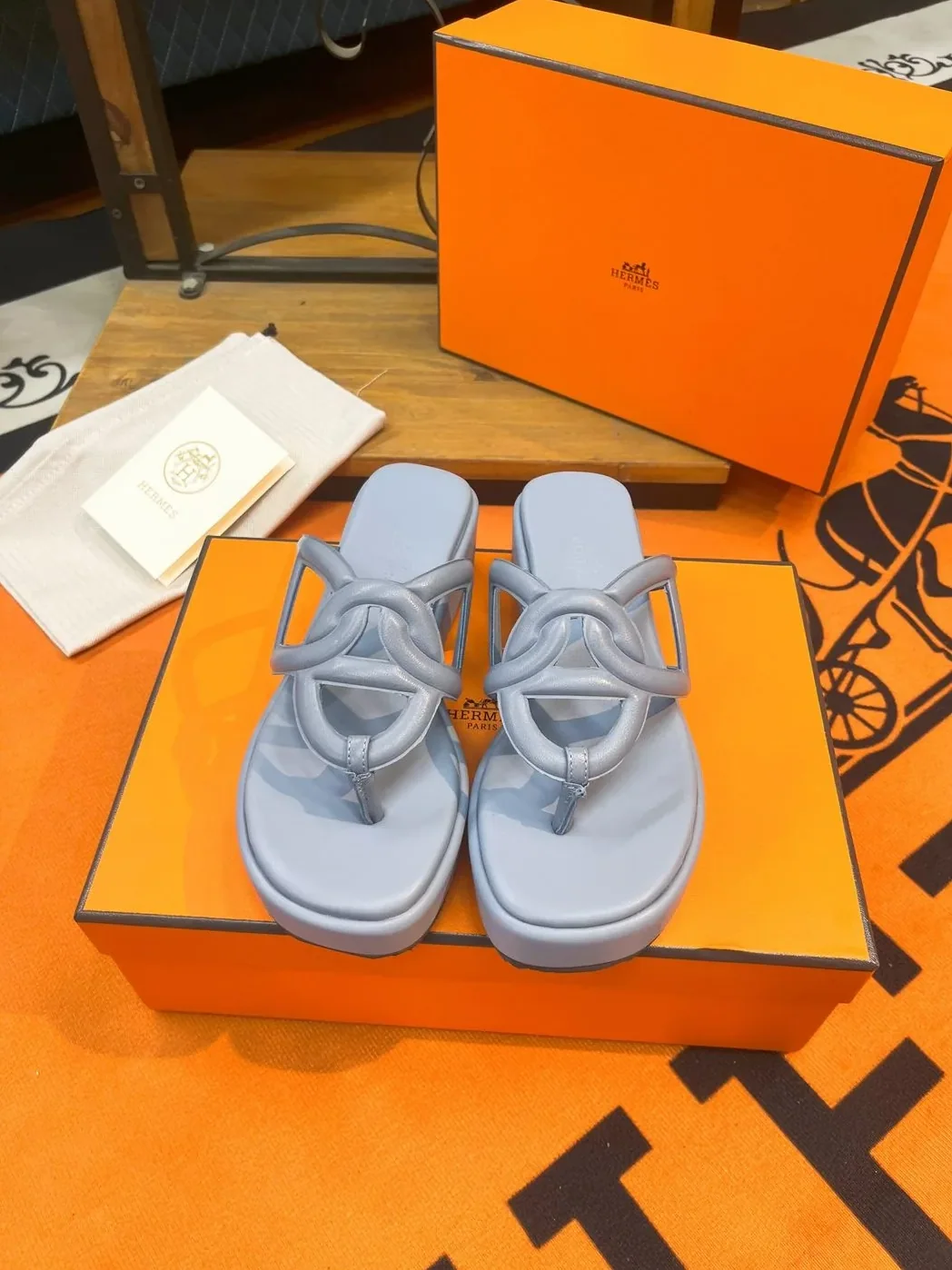 Hermes Gipsy Sandal Blue 6A350 Hermes Gipsy Sandal Blue 6A350