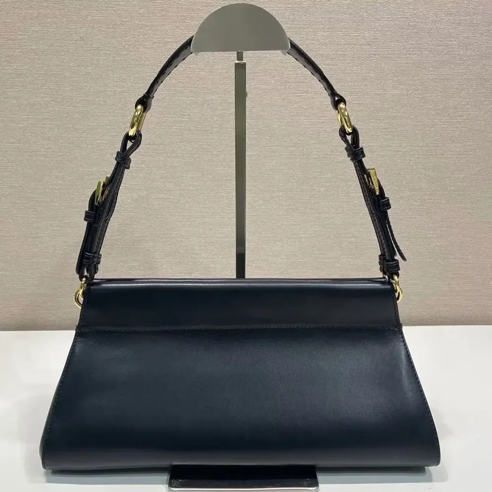 Prada Enchaîné Medium Leather Bag for Women in Black