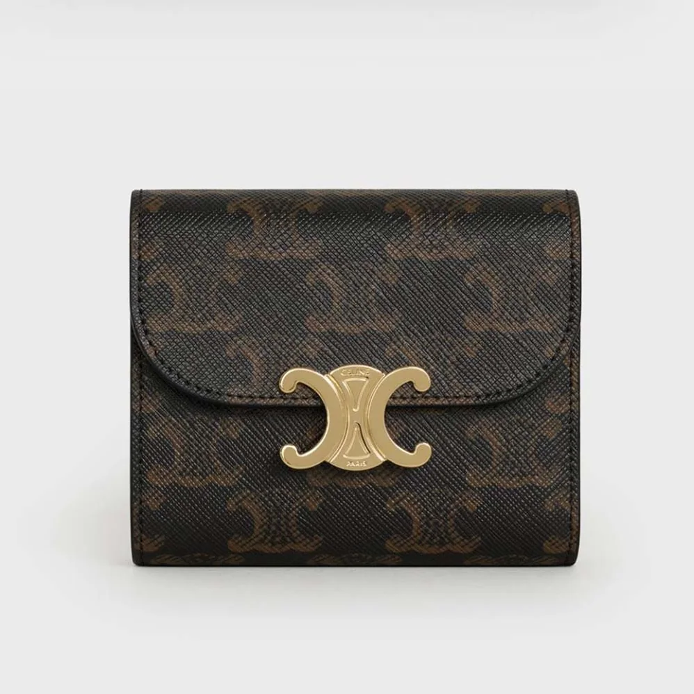 Celine Small Triomphe Wallet in Triomphe Canvas for Women in Tan Celine Small Triomphe Wallet in Triomphe Canvas for Women in Tan