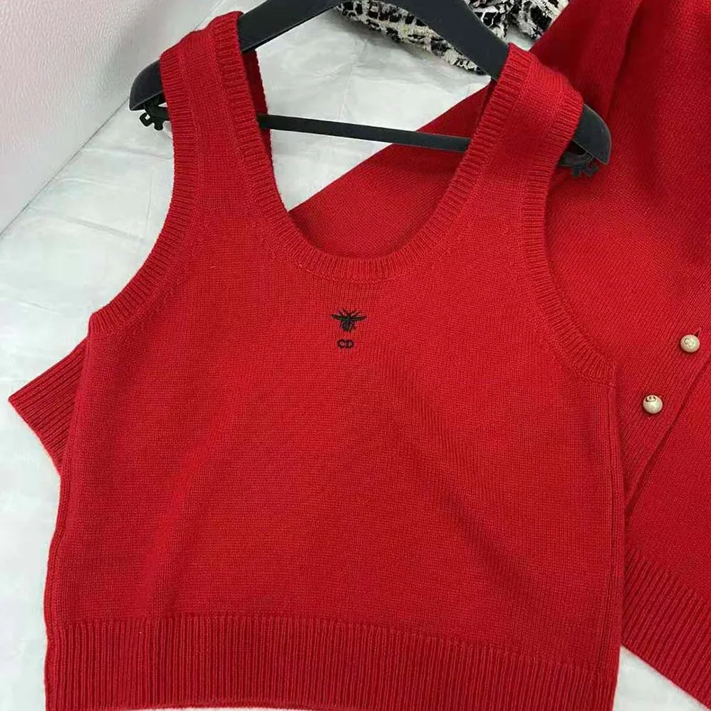 Dior Twin-set Amaryllis Red Cashmere Knit for Women