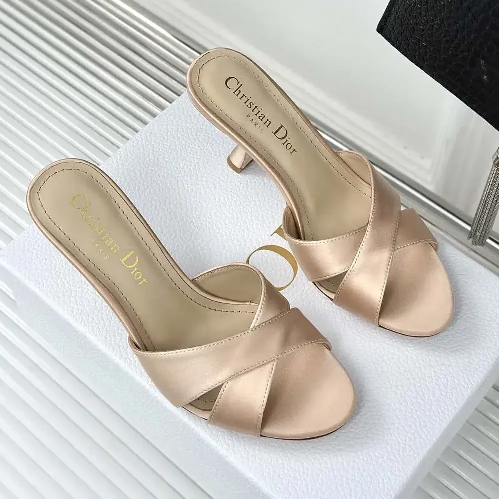 Dior Dior Tribales Heeled Slide Nude Satin for Women