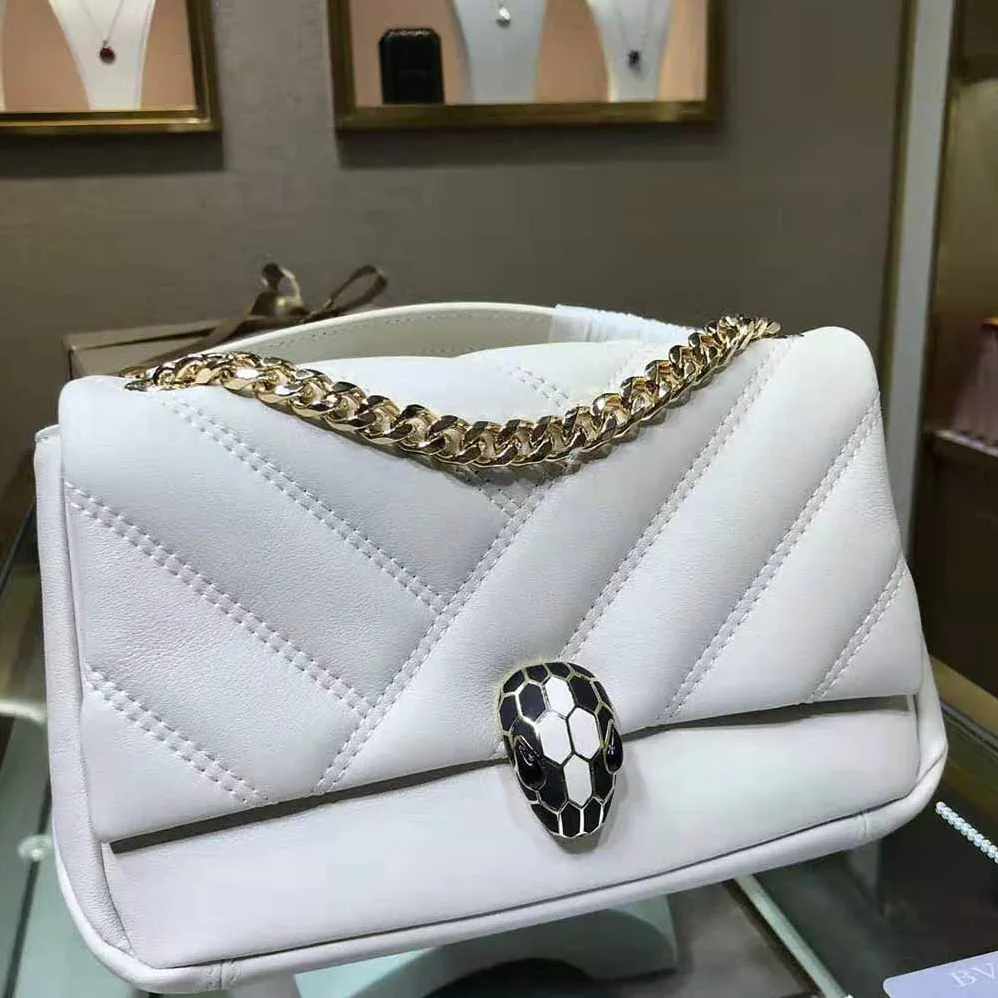 Bvlgari Serpenti Cabochon Shoulder Bag for Women in White