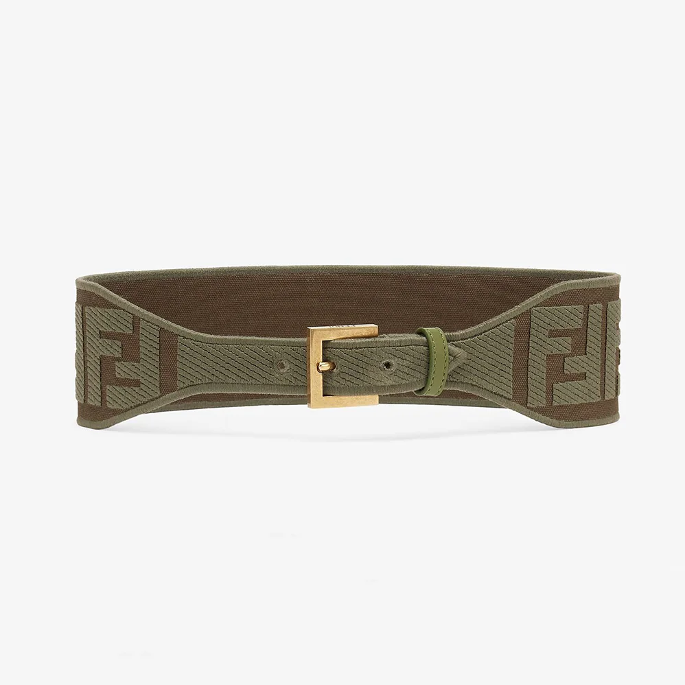 Fendi Canvas High Waist Belt 6 cm for Women in Green Fendi Canvas High Waist Belt 6 cm for Women in Green