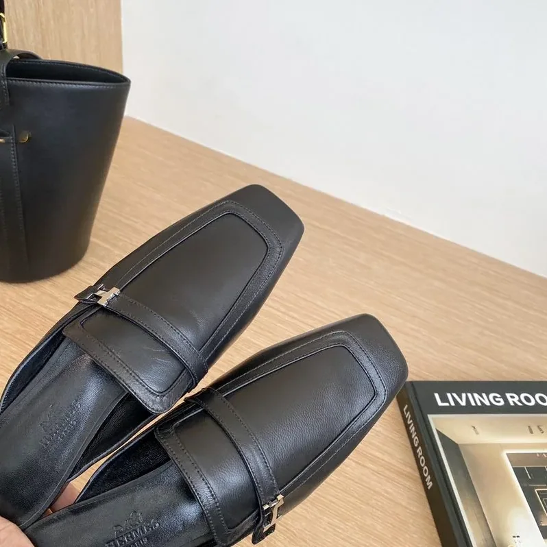 Hermes Groupie Mules Black