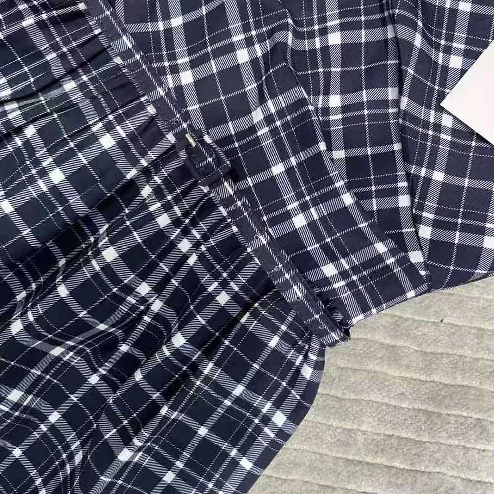 Dior Short Wrap-Over Dress Navy Blue Check'n'Dior Pop Wool Twill for Women Dior Short Wrap-Over Dress Navy Blue Check'n'Dior Pop Wool Twill for Women