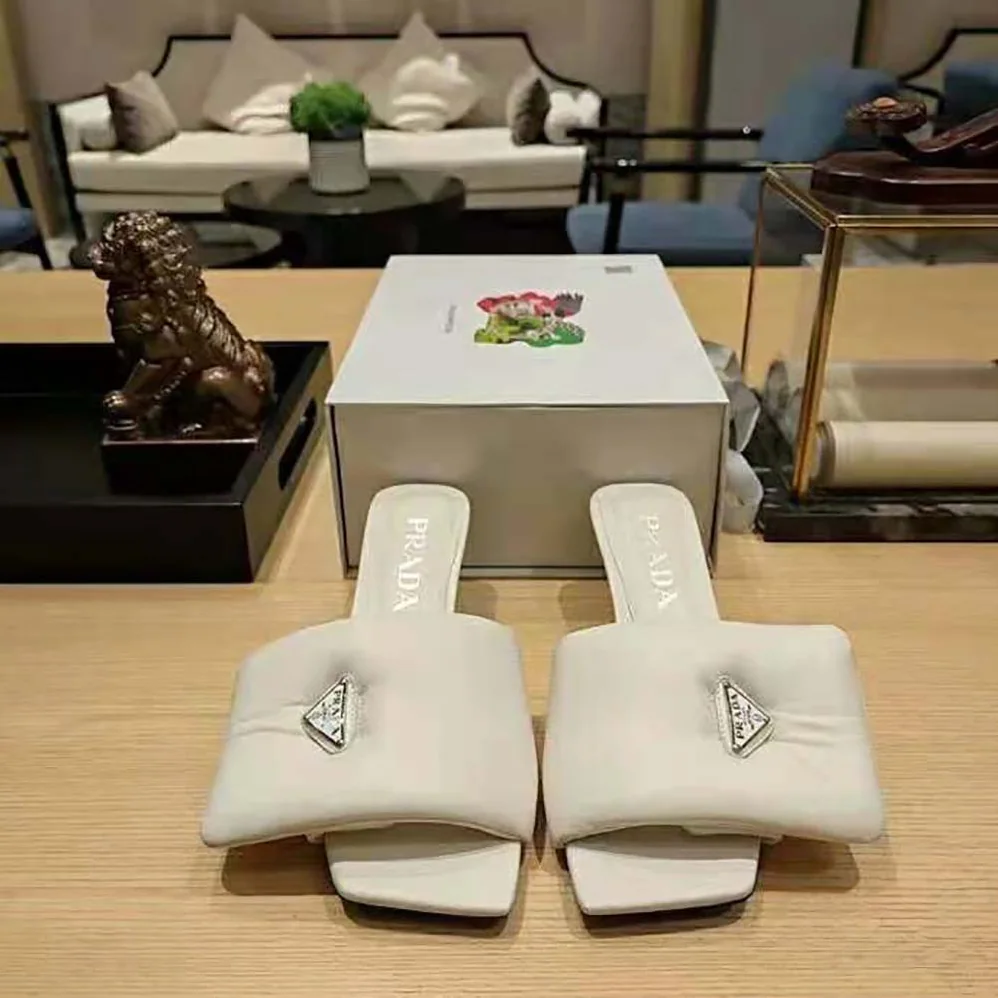 Prada Soft Padded Nappa Sandals for Women in White Prada Soft Padded Nappa Sandals for Women in White