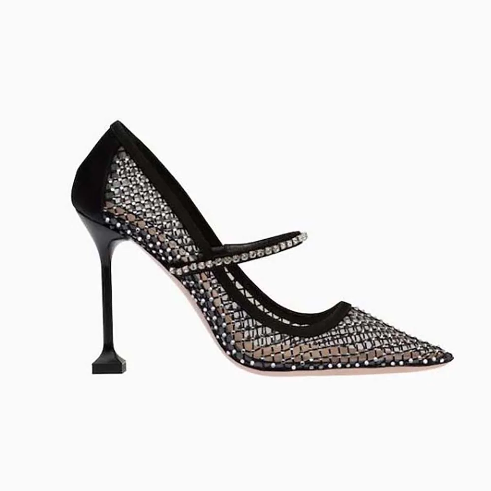 Miu Miu Vinyl and Mesh Pumps 105 mm mm Heel Height for Women in Black Miu Miu Vinyl and Mesh Pumps 105 mm mm Heel Height for Women in Black
